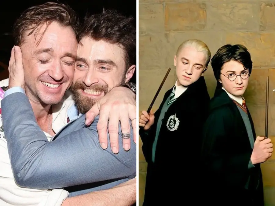 Malfoy meets Potter: Tom Felton and Daniel Radcliffe catch up at Tony Awards after-party