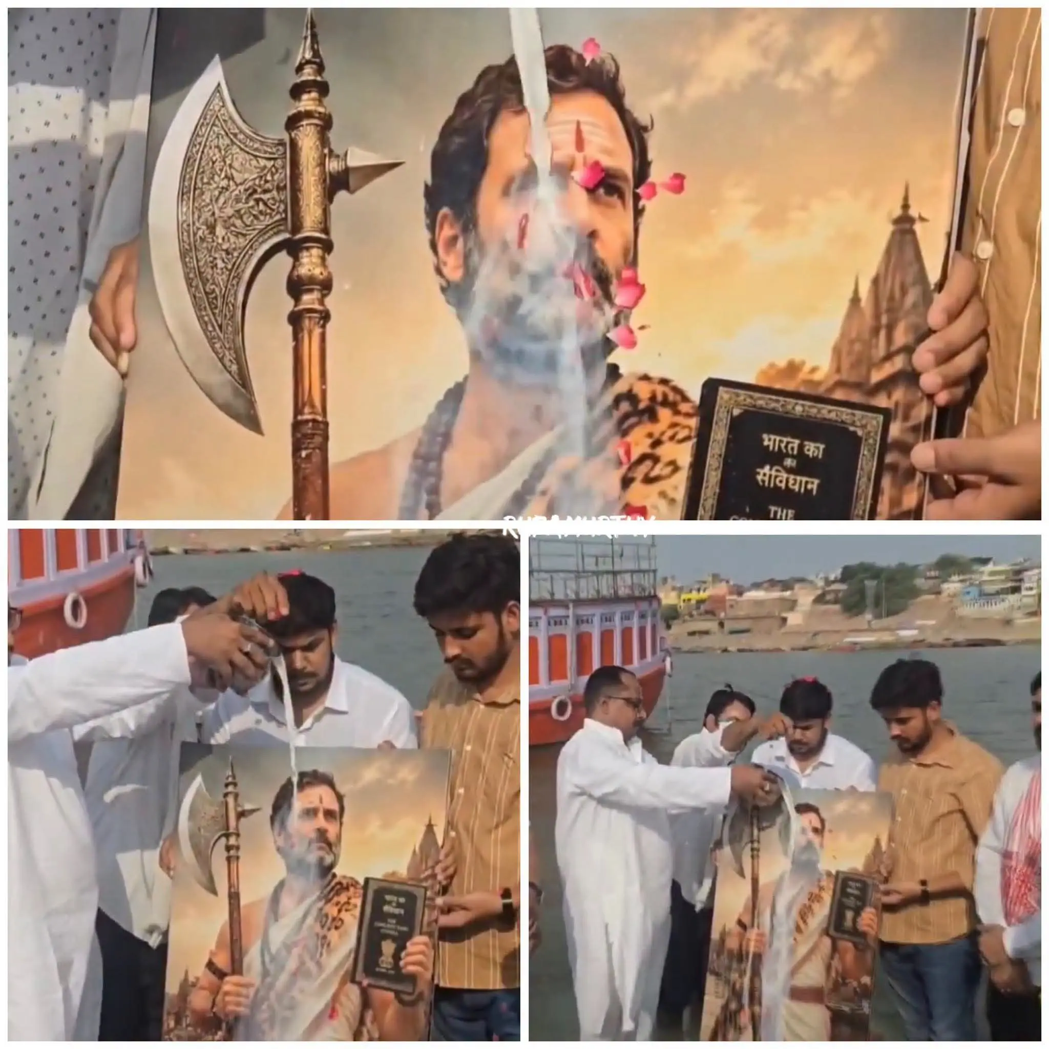 Rahul Gandhi depicted in deity-like attire by Youth Congress workers triggers controversy