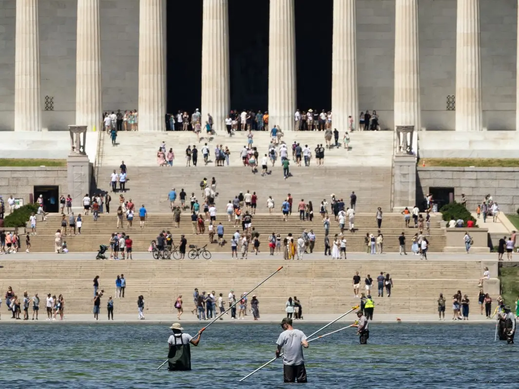 Trump claims multiple arrests made over Reflecting Pool vandalism as repair work continues Trump claims multiple arrests made over Reflecting Pool vandalism as repair work continues