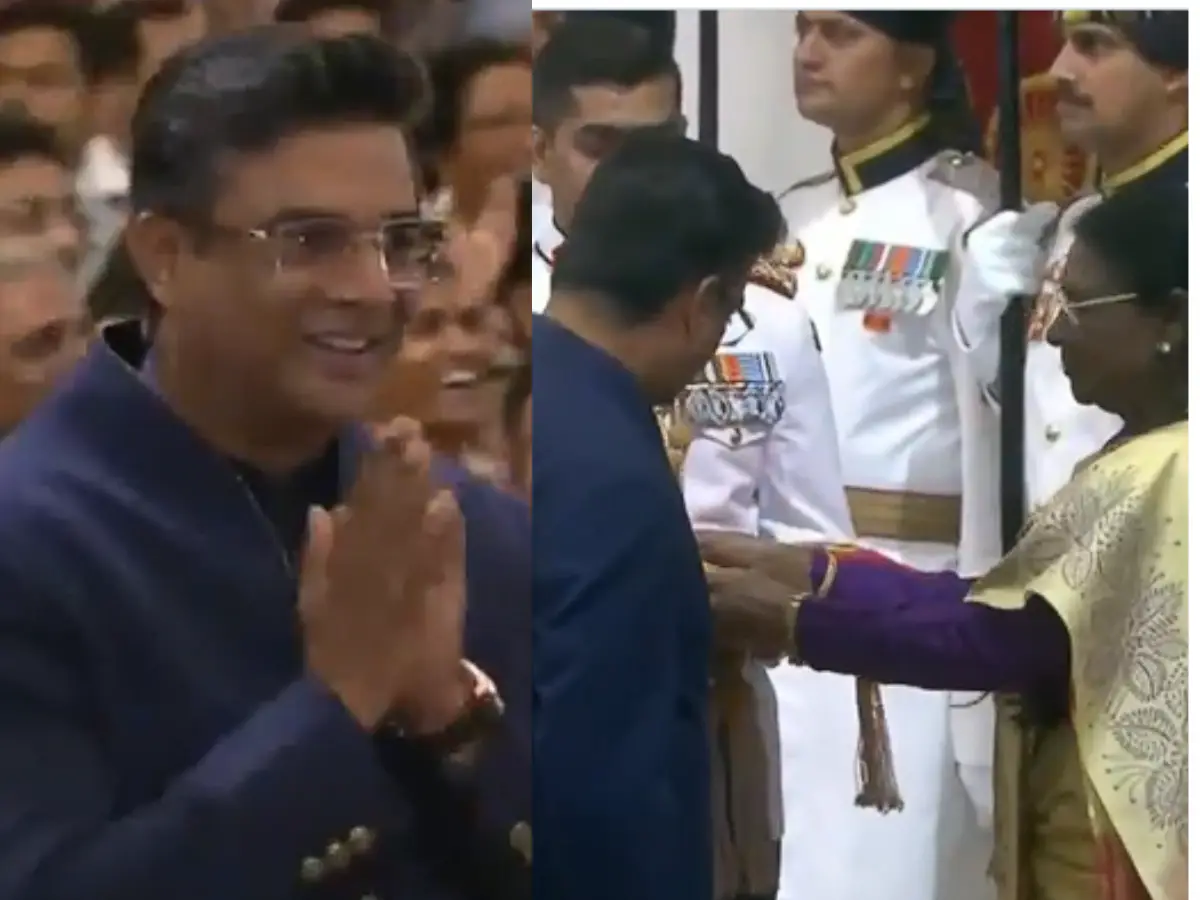 R Madhavan honoured with Padma Shri; touches PM Modi's feet R Madhavan honoured with Padma Shri; touches PM Modi's feet