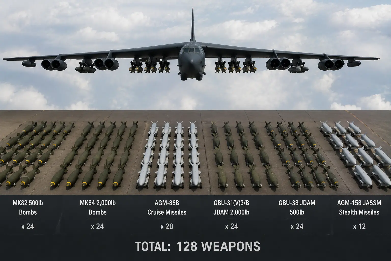 Heavy hitter: How many missiles can a B-52 bomber carry at once?