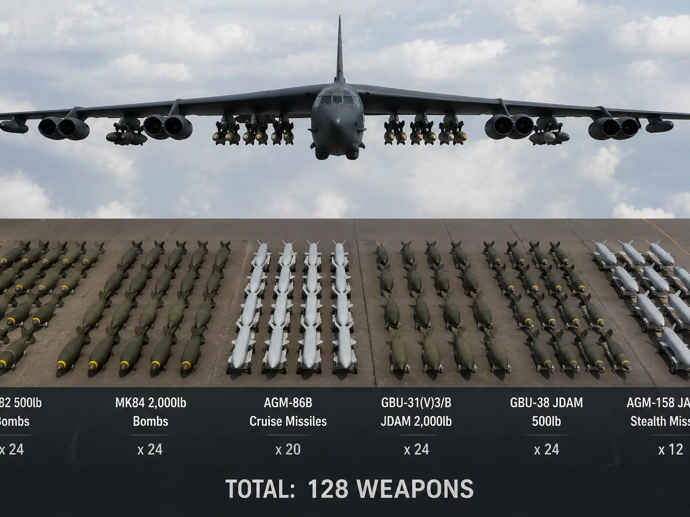 Heavy hitter: How many missiles can a B-52 bomber carry at once?