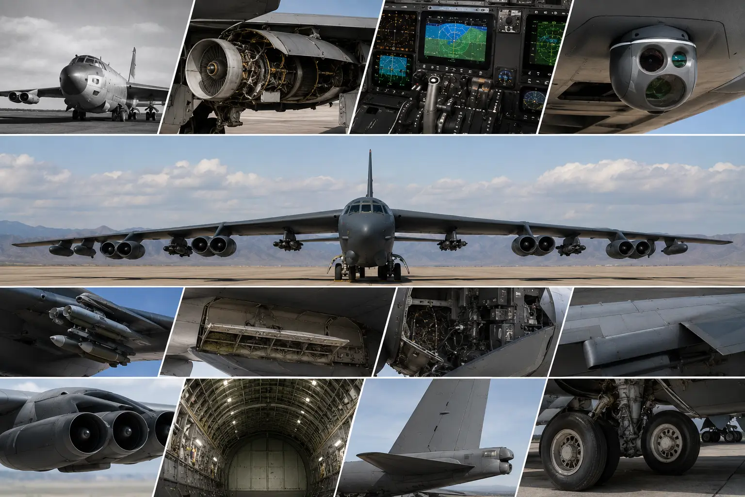 How many upgrades has the B-52 bomber received since its first flight?