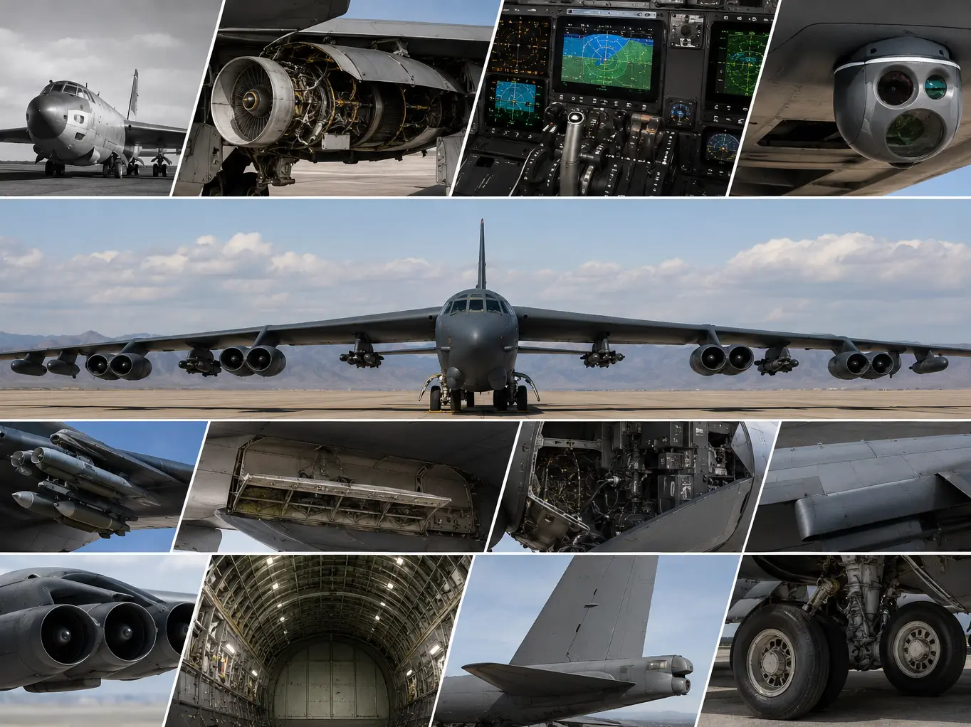How many upgrades has the B-52 bomber received since its first flight?