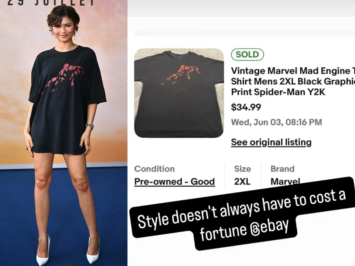 Only $34.99! Zendaya stuns in oversized eBay t-shirt at the Spider-Man: Brand New Day promotion Only $34.99! Zendaya stuns in oversized eBay t-shirt at the Spider-Man: Brand New Day promotion