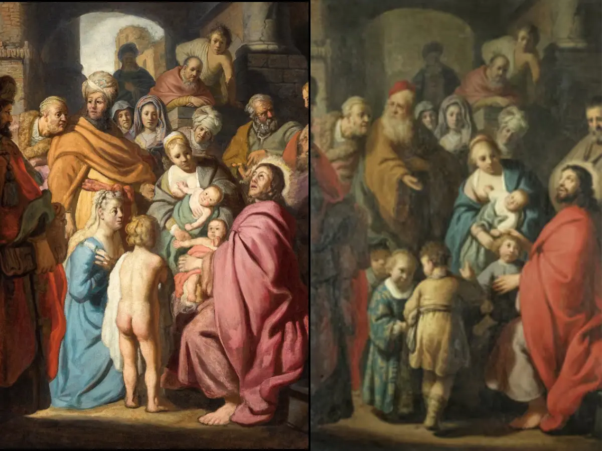 Someone painted over a Rembrandt and removed the turban from a man's head