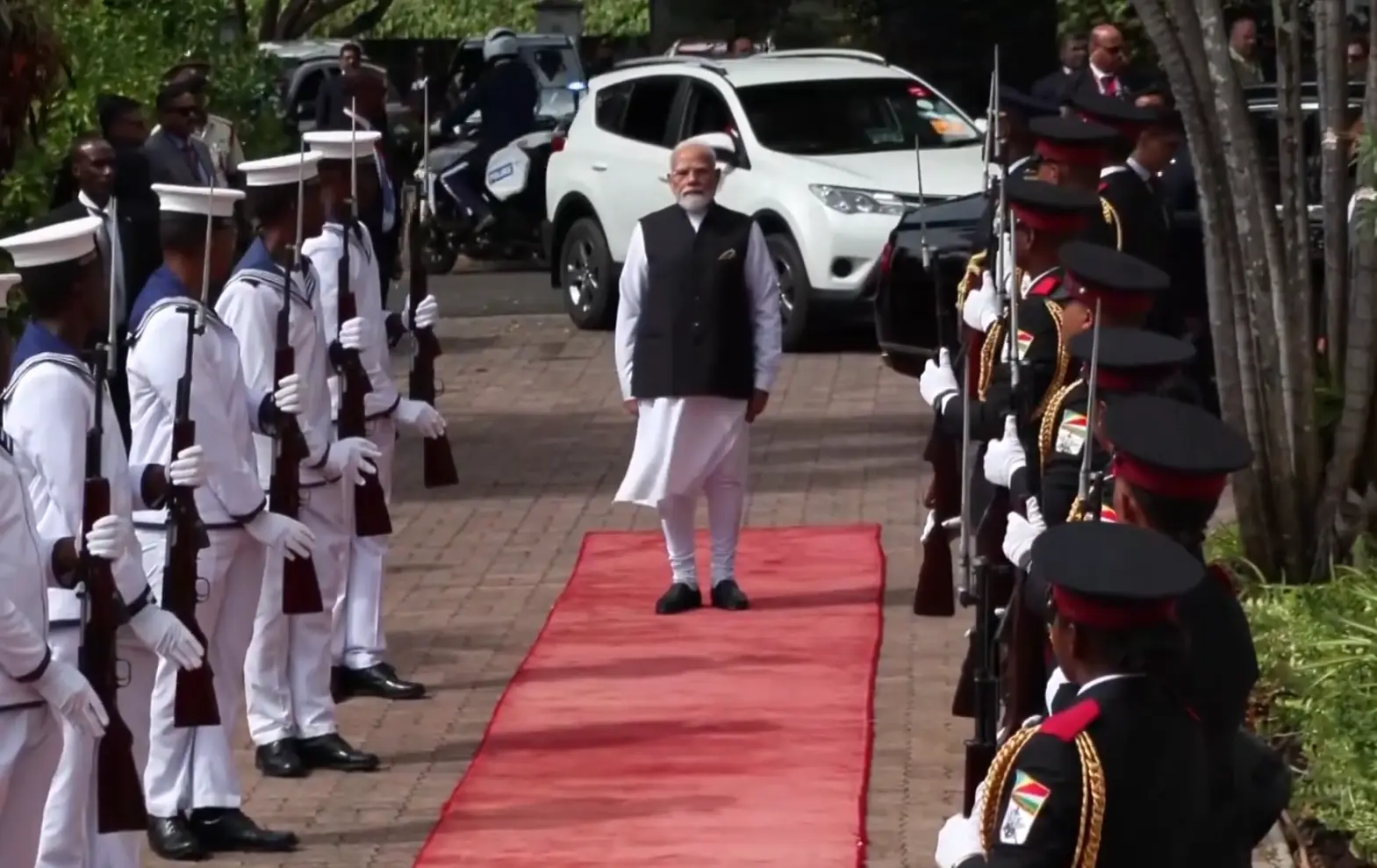 PM Modi receives guard of honour in Seychelles during his 3-day official visit