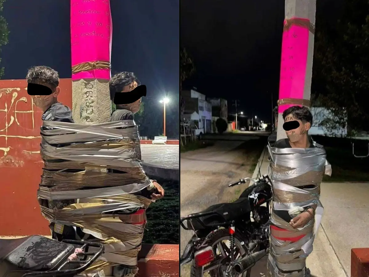 Mexican Batman is tying thieves to poles and drawing moustaches on them. Police say they are victims