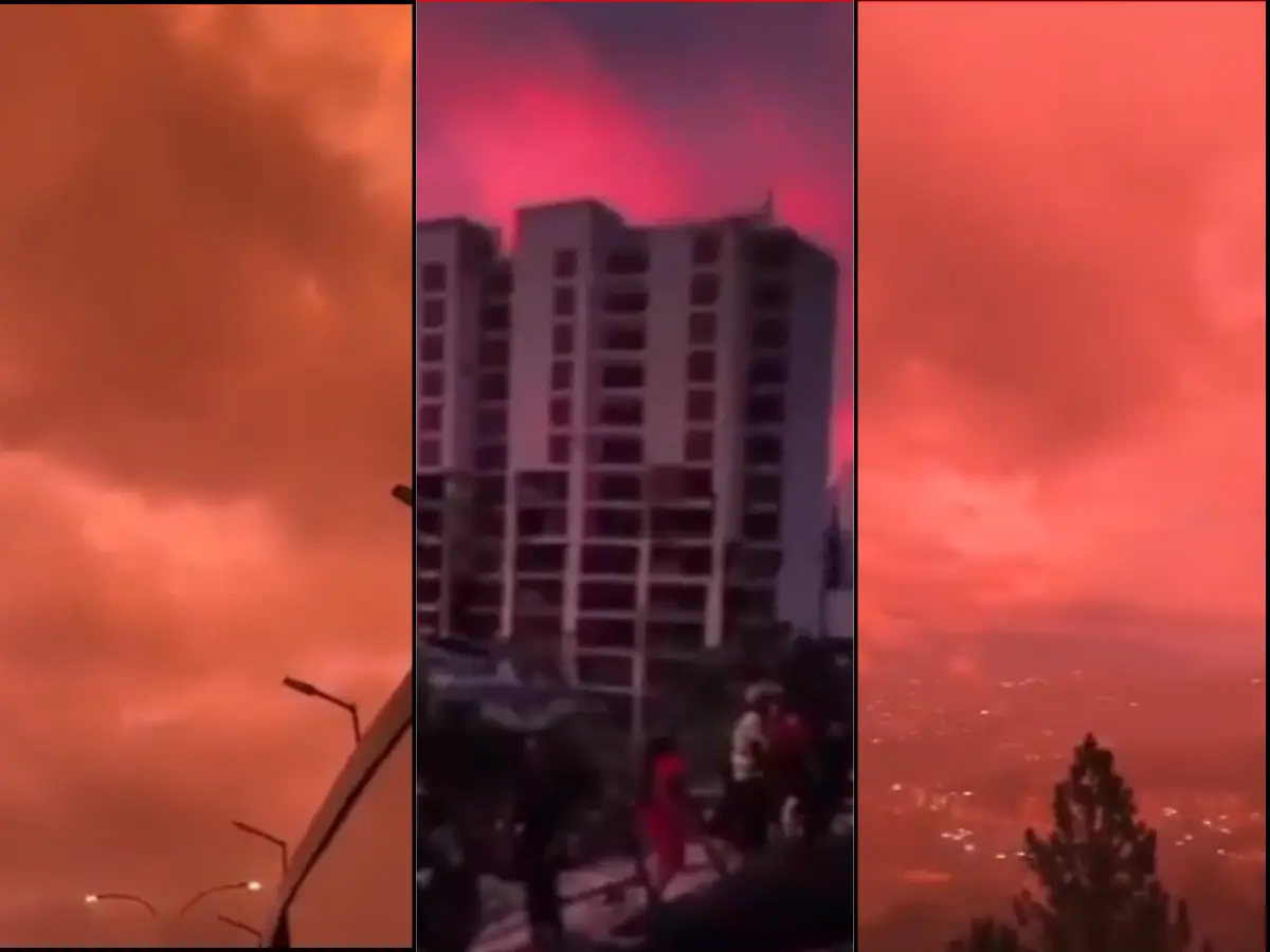 Sky turns eerie red in Venezuela, triggering shock and awe amid quake tragedy - Video