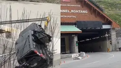 Dramatic video of SUV crash near Atal Tunnel surfaces: Vehicle lands on steel rods, 1 killed