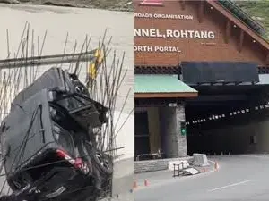 Dramatic video of SUV crash near Atal Tunnel surfaces: Vehicle lands on steel rods, 1 killed