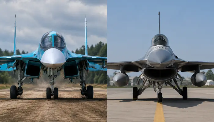 Why Russian heavy fighters use double nose wheels compared to US jets