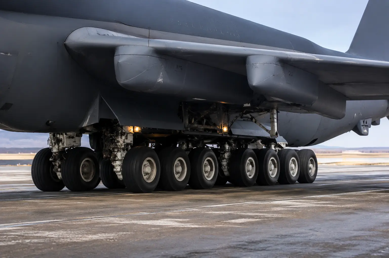 Why are the B-52 bomber's tyres different from those on most aircraft?