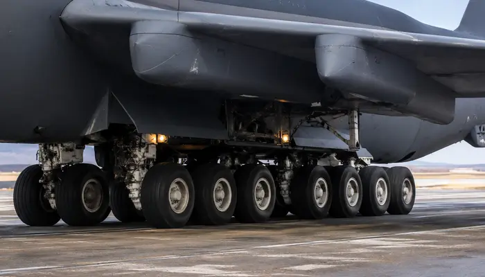 Why are the B-52 bomber's tyres different from those on most aircraft?