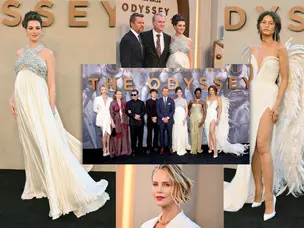 The Odyssey New York premiere: Zendaya in winged dress, pregnant Anne Hathaway, and Matt Damon pose
