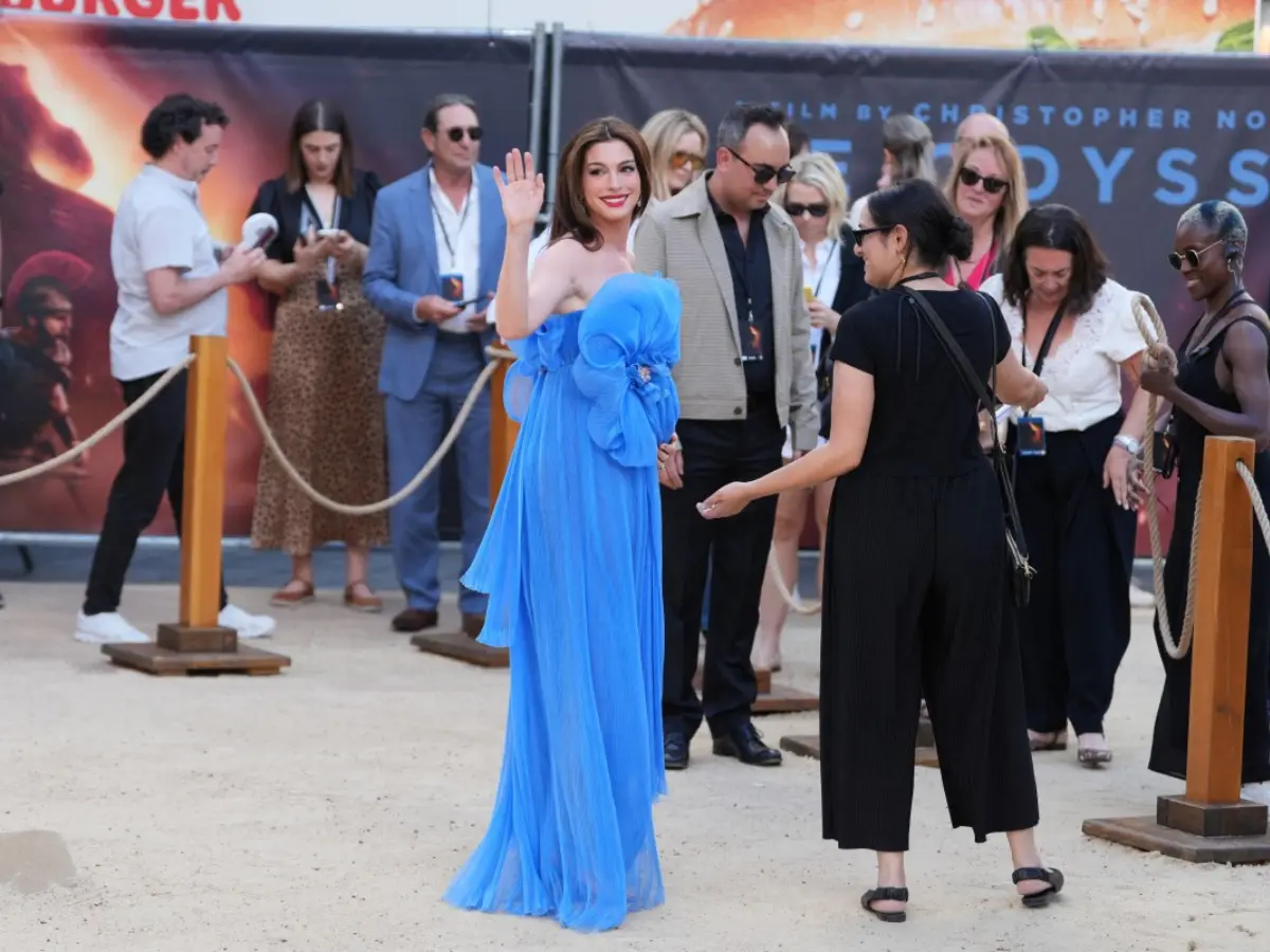 Blue floor-length dress