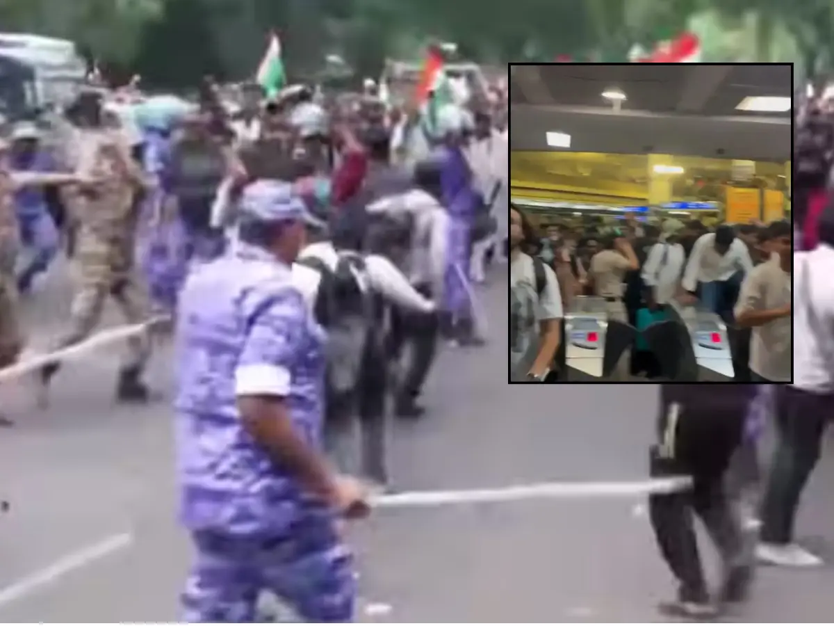 Lathi-charge, tear gas, commuters jumping metro gates: Videos show what's happening at CJP's 'Chalo Sansad' march