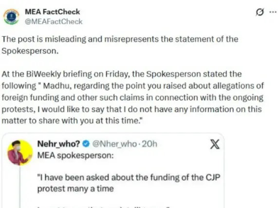 India's foreign ministry debunks viral claim made during last week's protests