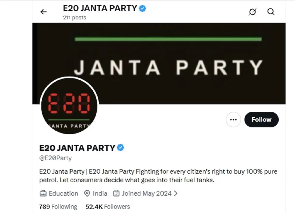 After CJP’s success, ‘E20 Janta Party’ makes waves, seeks ethanol-free petrol option and Gadkari’s ouster After CJP’s success, ‘E20 Janta Party’ makes waves, seeks ethanol-free petrol option and Gadkari’s ouster