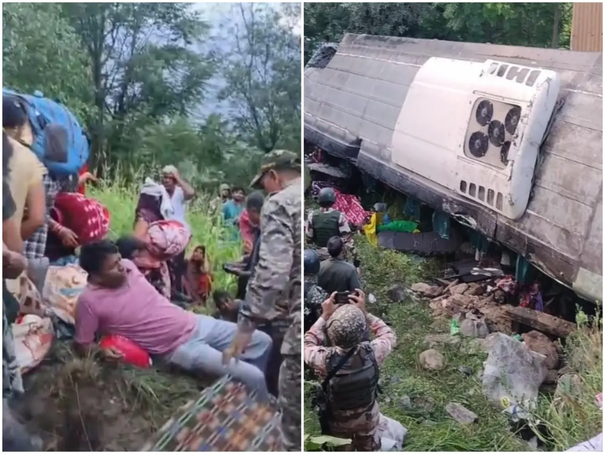 31 Amarnath Yatra pilgrims injured after bus skids off road in J&K's Ganderbal 31 Amarnath Yatra pilgrims injured after bus skids off road in J&K's Ganderbal