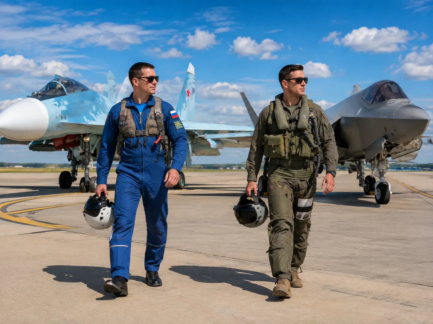 Why Russian fighter pilots wear blue flight suits compared to US pilots
