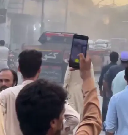Video shows moment suicide bomber struck anti-militancy rally in Pakistan, killing 19 people
