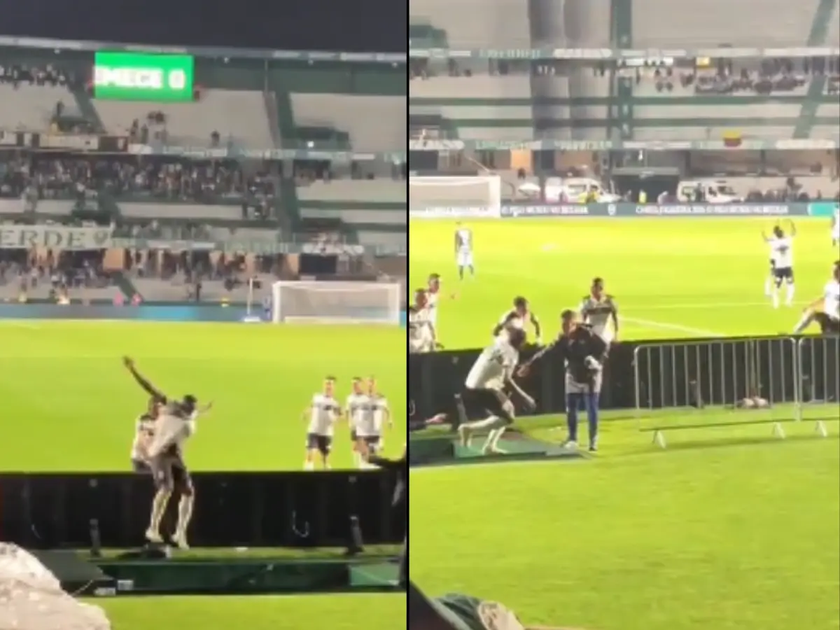Unfortunate footballer falls into a tunnel while celebrating a goal which was dismissed