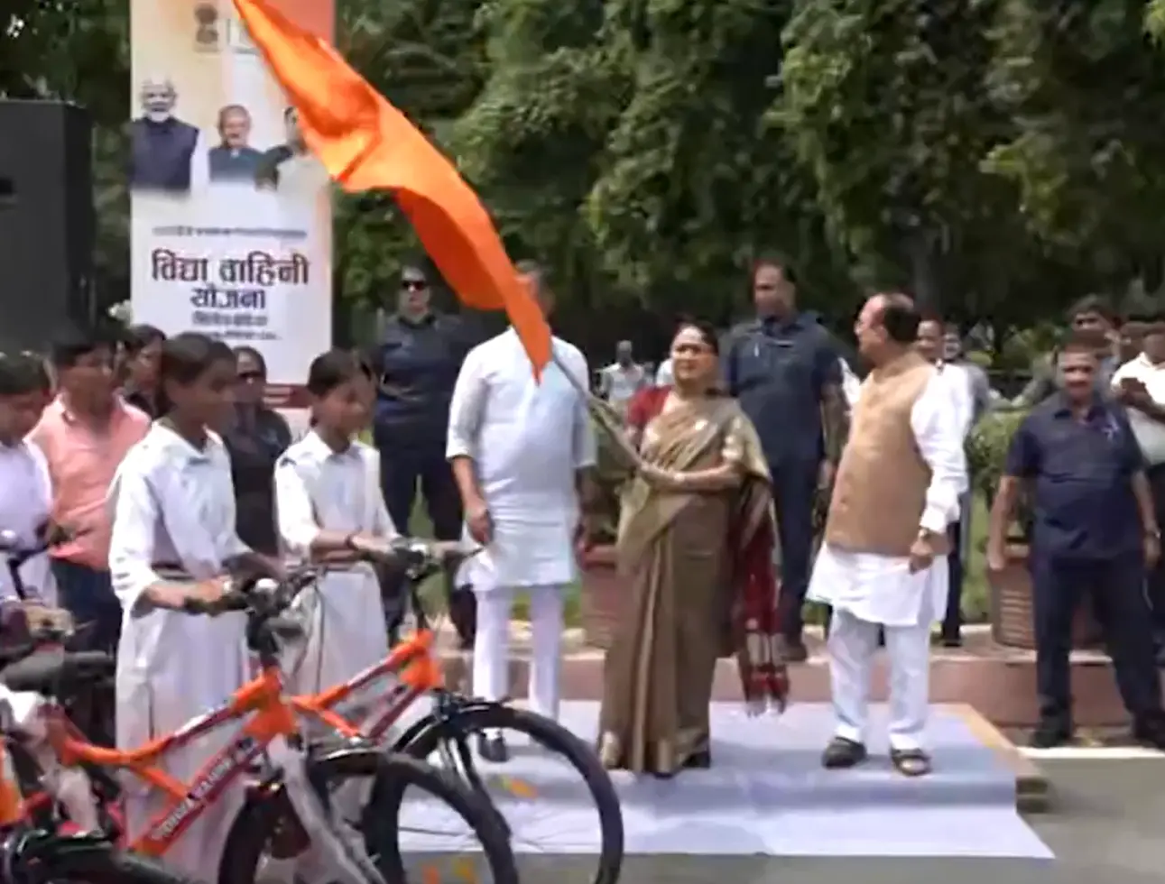 Delhi CM Rekha Gupta distributes bicycles to class 9 girls under Vidya Vahini Yojana