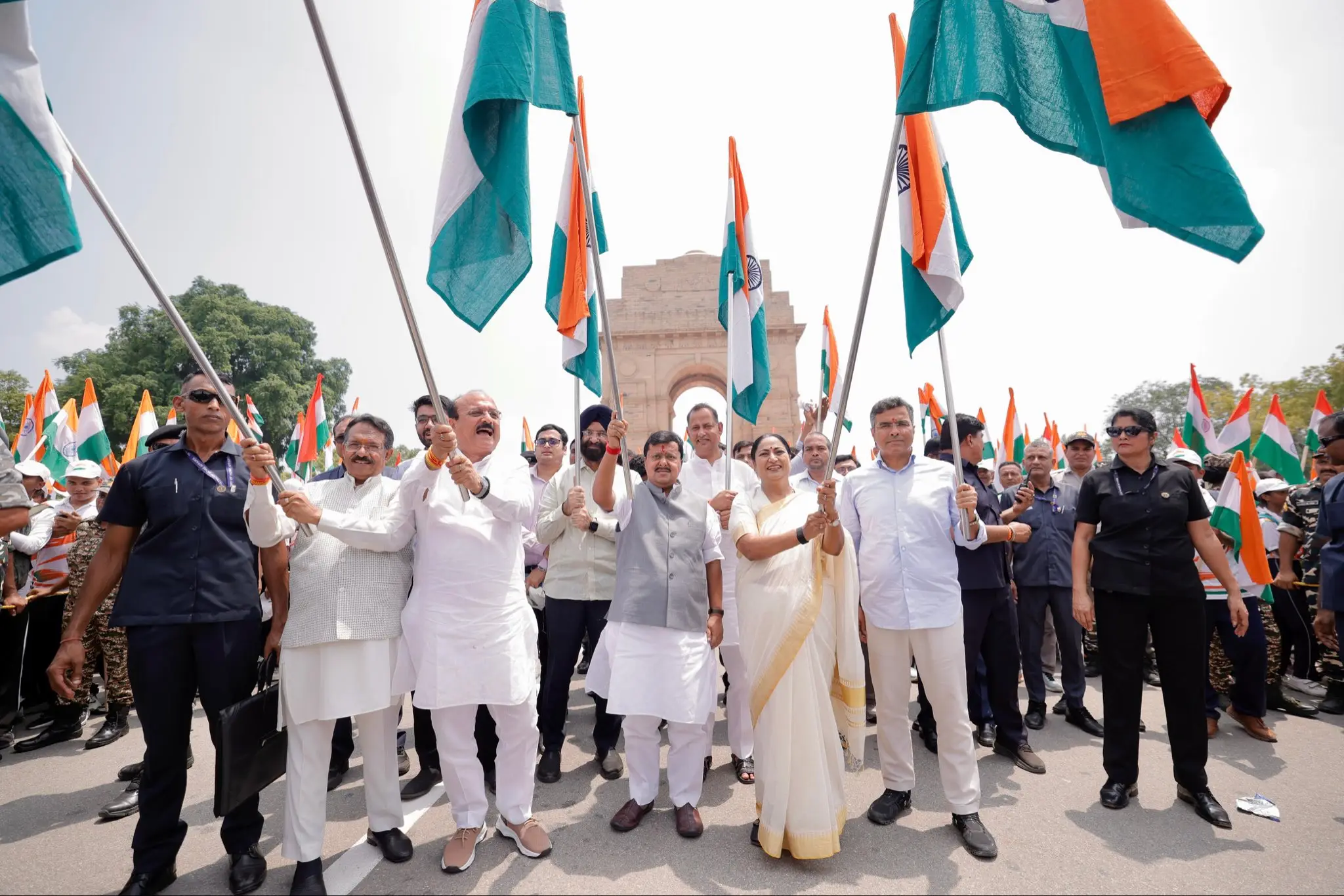 ‘Nation First’: Delhi CM Rekha Gupta joins Tiranga Yatra at Kartavya Path, urges residents to hoist Tricolour at home