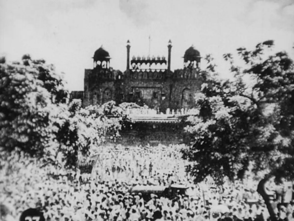 Large gathering of people at Red Fort