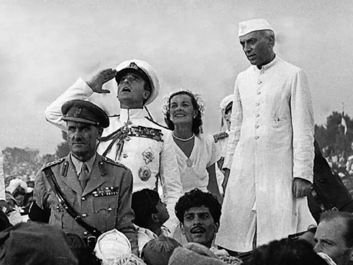 Jawaharlal Nehru, Lord and Lady Mountbatten together in the celebration