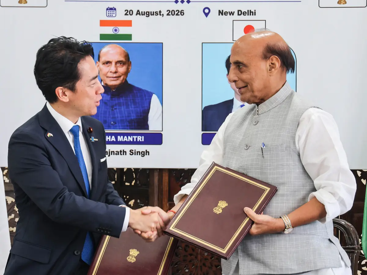 Watch: 'Arigato' meets 'Namaste' as Rajnath Singh bids Japan's defence minister farewell