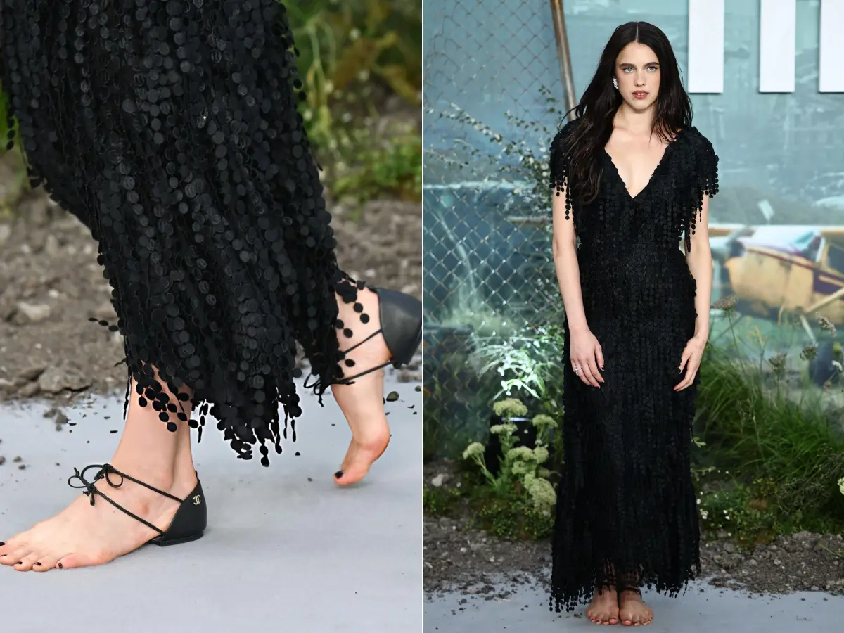 A barefoot sandal! Margaret Qualley steals the spotlight with her unusual fashion statement at The Dog Stars London premiere A barefoot sandal! Margaret Qualley steals the spotlight with her unusual fashion statement at The Dog Stars London premiere
