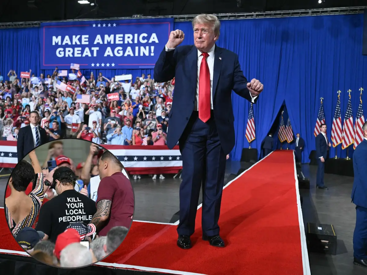 Trump's Myrtle Beach rally disrupted by protester wearing 'KILL YOUR LOCAL PEDOPHILE' shirt