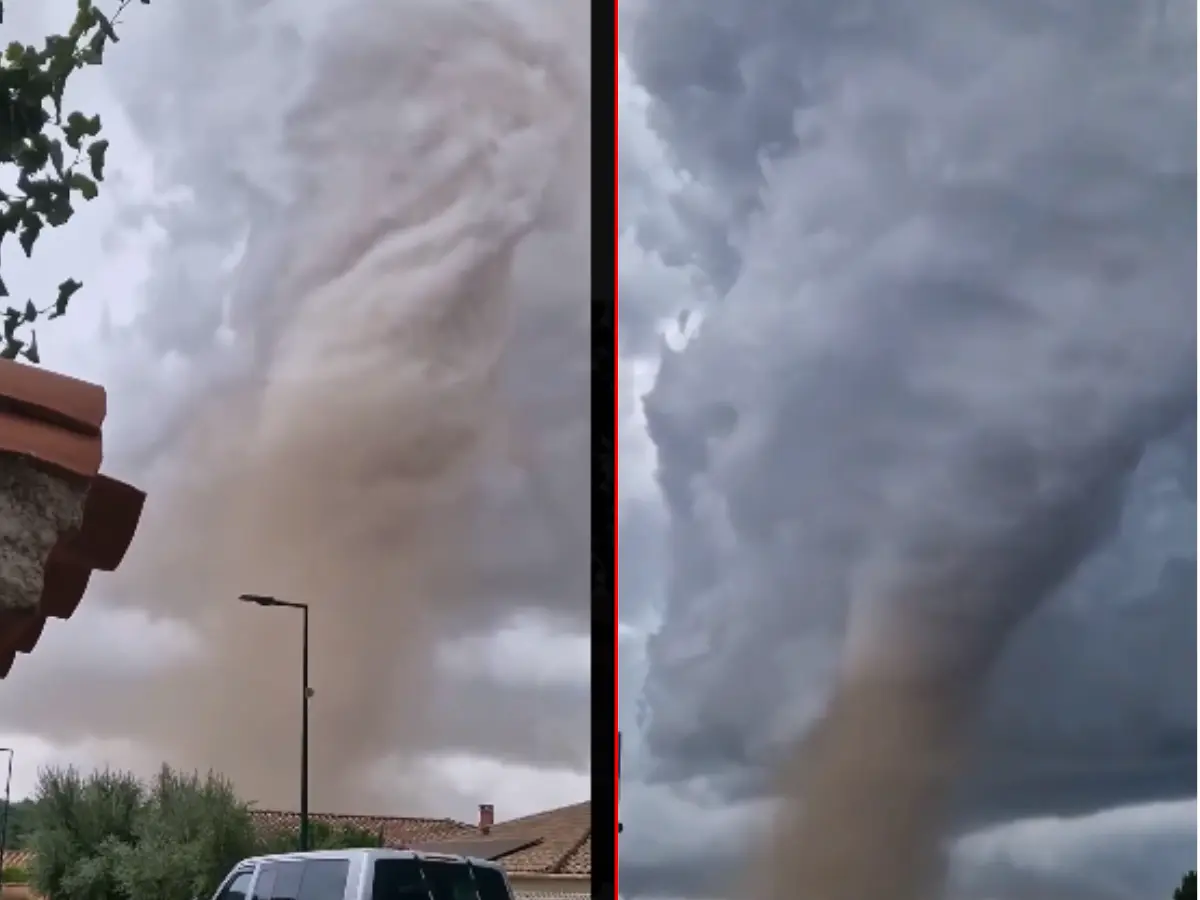 Supercell thunderstorm churns massive tornado in French village - Videos