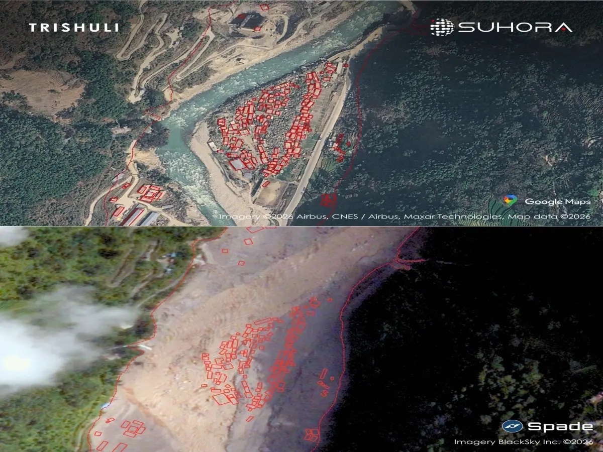 Nepal floods: Satellite imagery shows riverside towns buried under debris