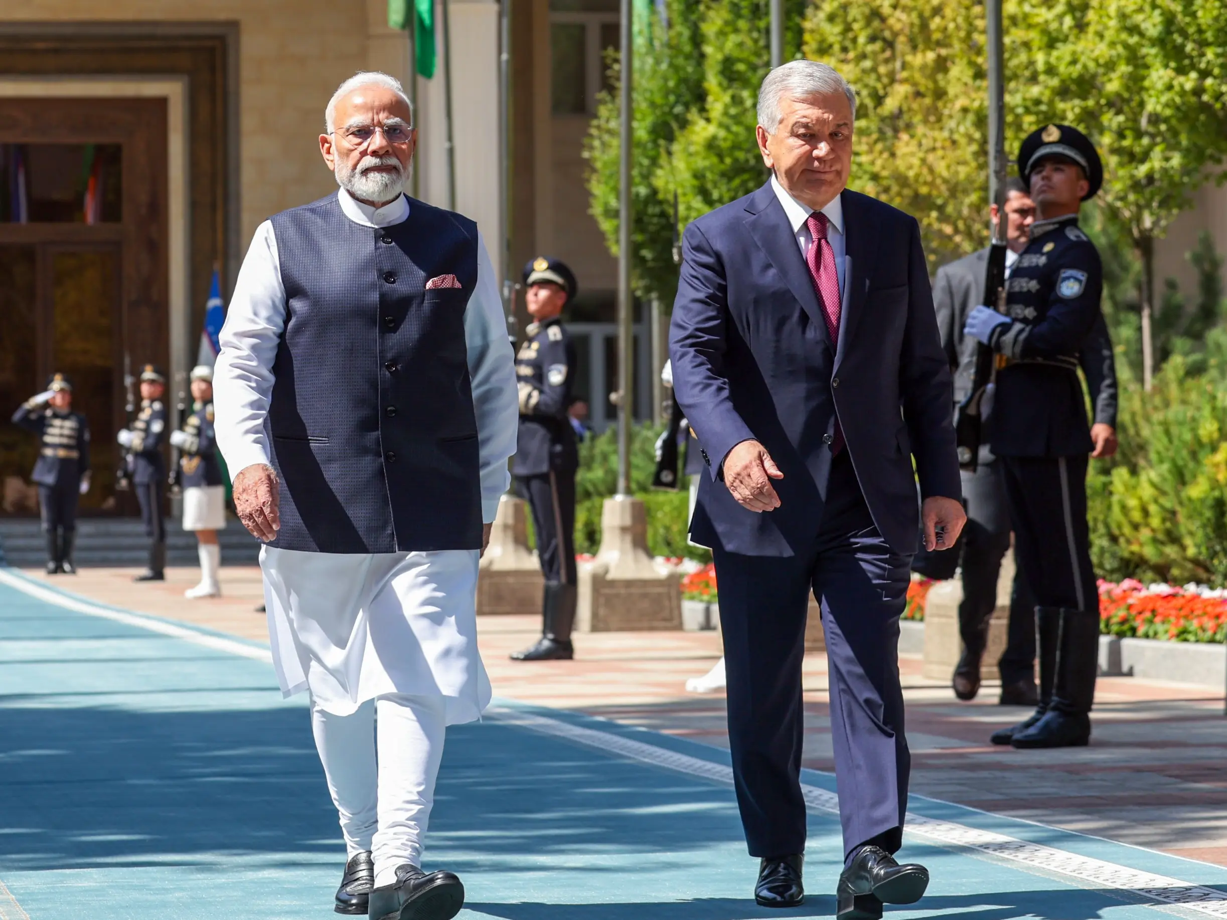 PM Modi holds talks with Uzbekistan President Mirziyoyev in Tashkent, says 'elevating our ties to strategic partnership' PM Modi holds talks with Uzbekistan President Mirziyoyev in Tashkent, says 'elevating our ties to strategic partnership'