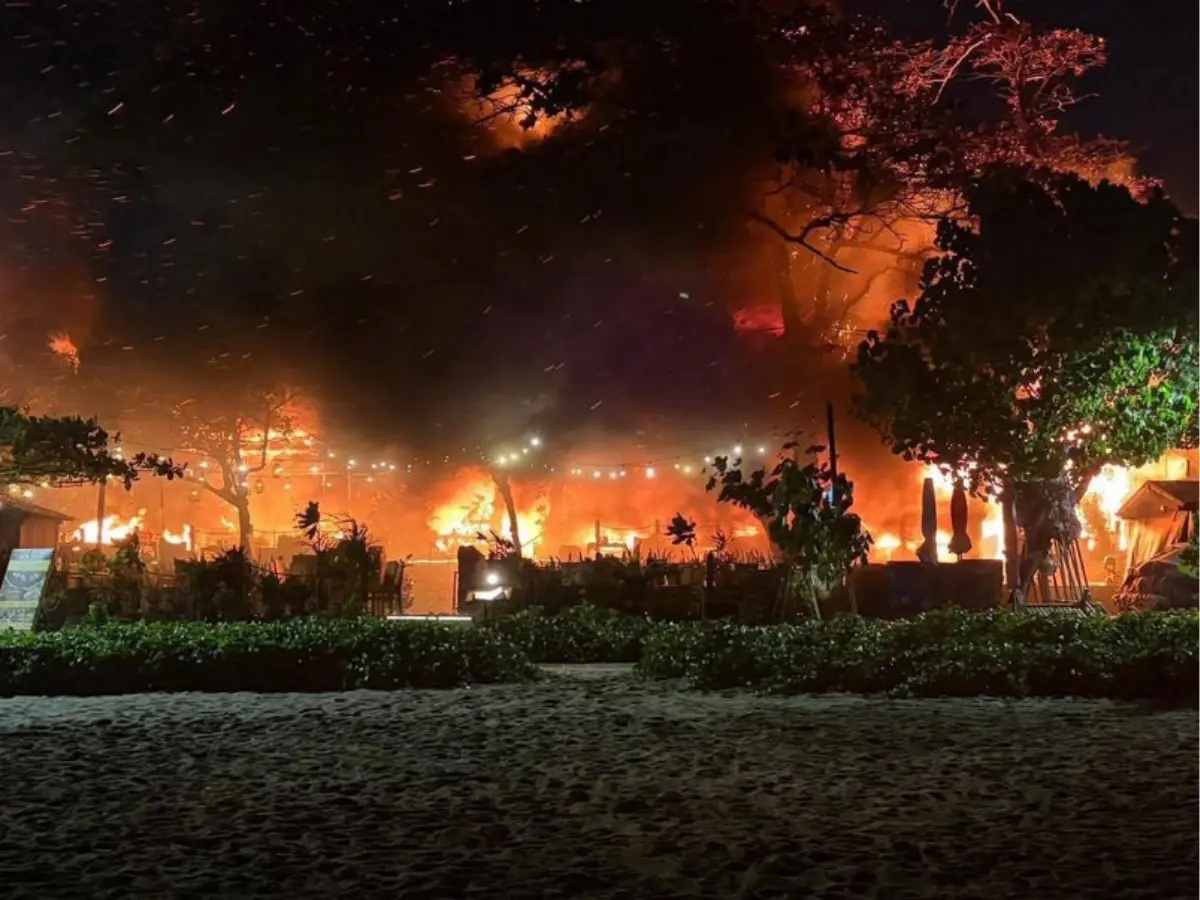 Balloons explode at birthday party setting popular Bali restaurant on fire