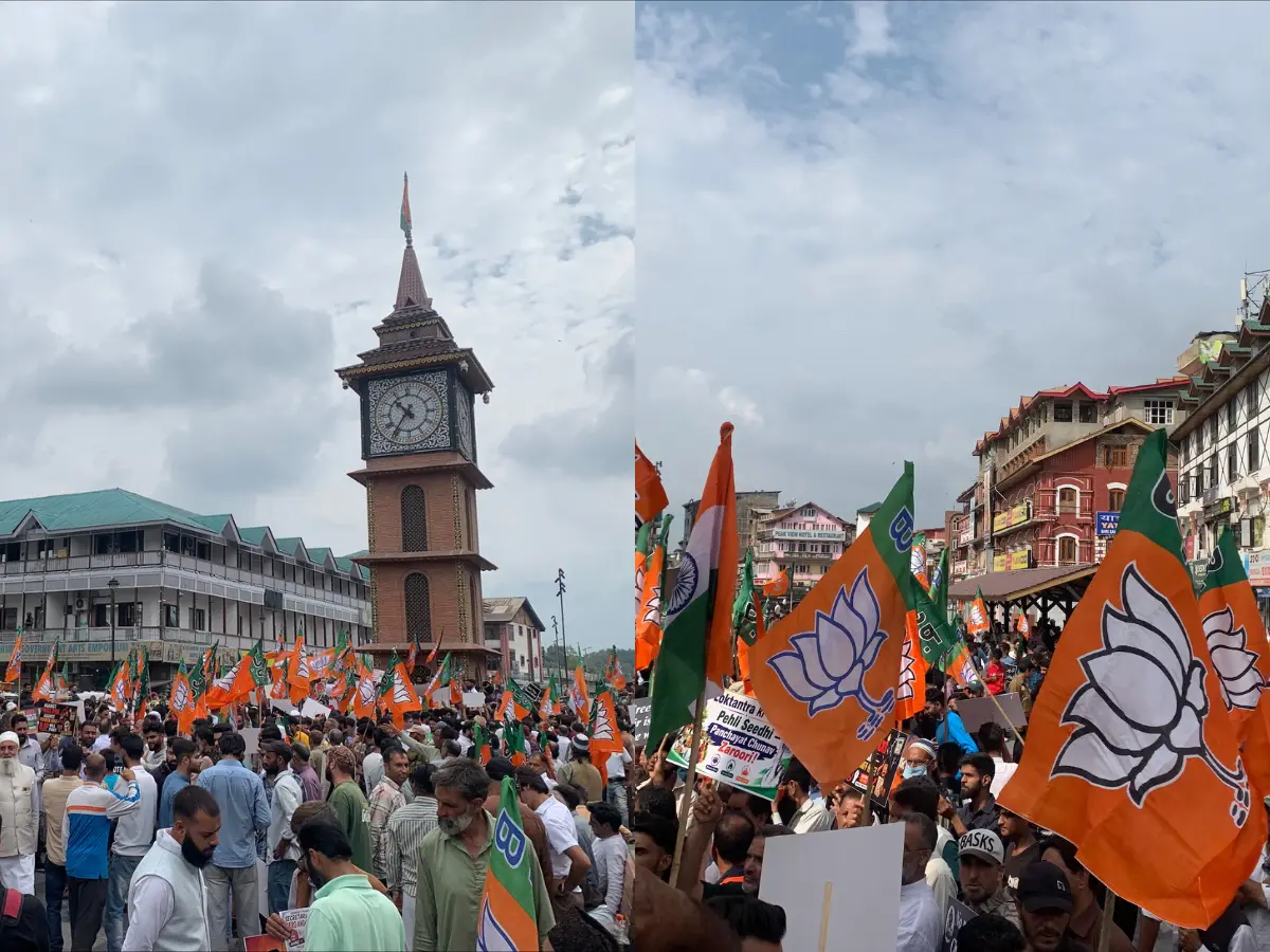 Srinagar witnesses twin protests as BJP and NC push rival agendas Srinagar witnesses twin protests as BJP and NC push rival agendas