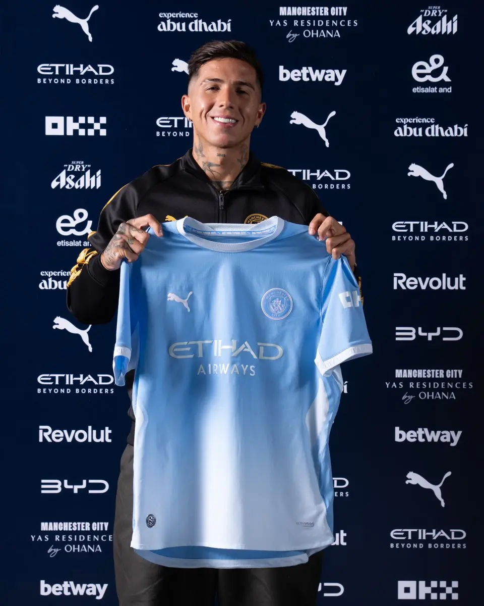 Enzo Fernandez reacts after joining 'built for success' Manchester City in record deal