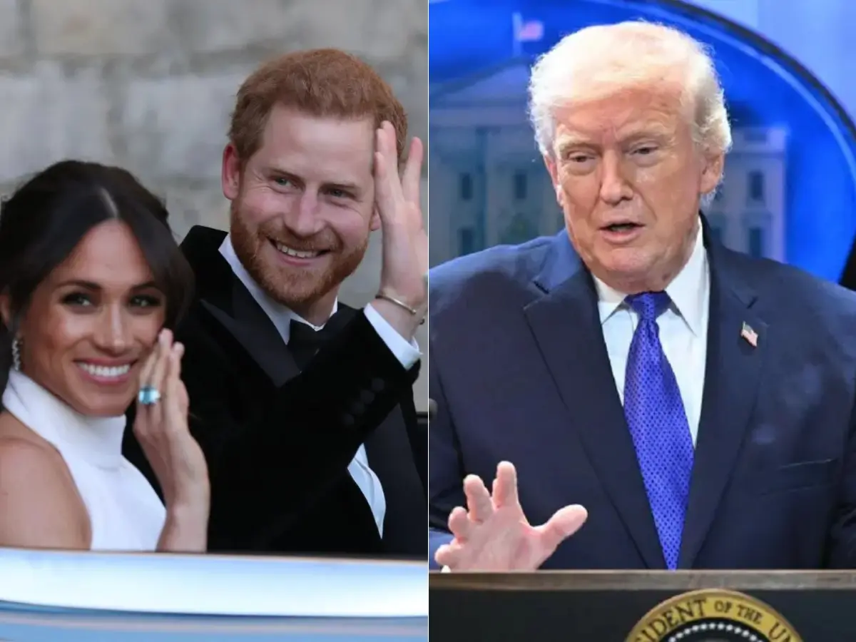 US President Donald Trump says he's 'happy' as Prince Harry and Meghan Markle move back to the UK US President Donald Trump says he's 'happy' as Prince Harry and Meghan Markle move back to the UK