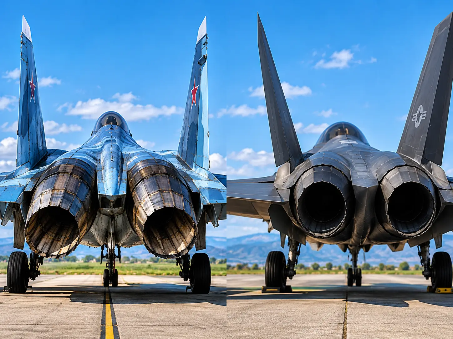 Why Russian fighter jets use 3D thrust vectoring nozzles compared to US jets