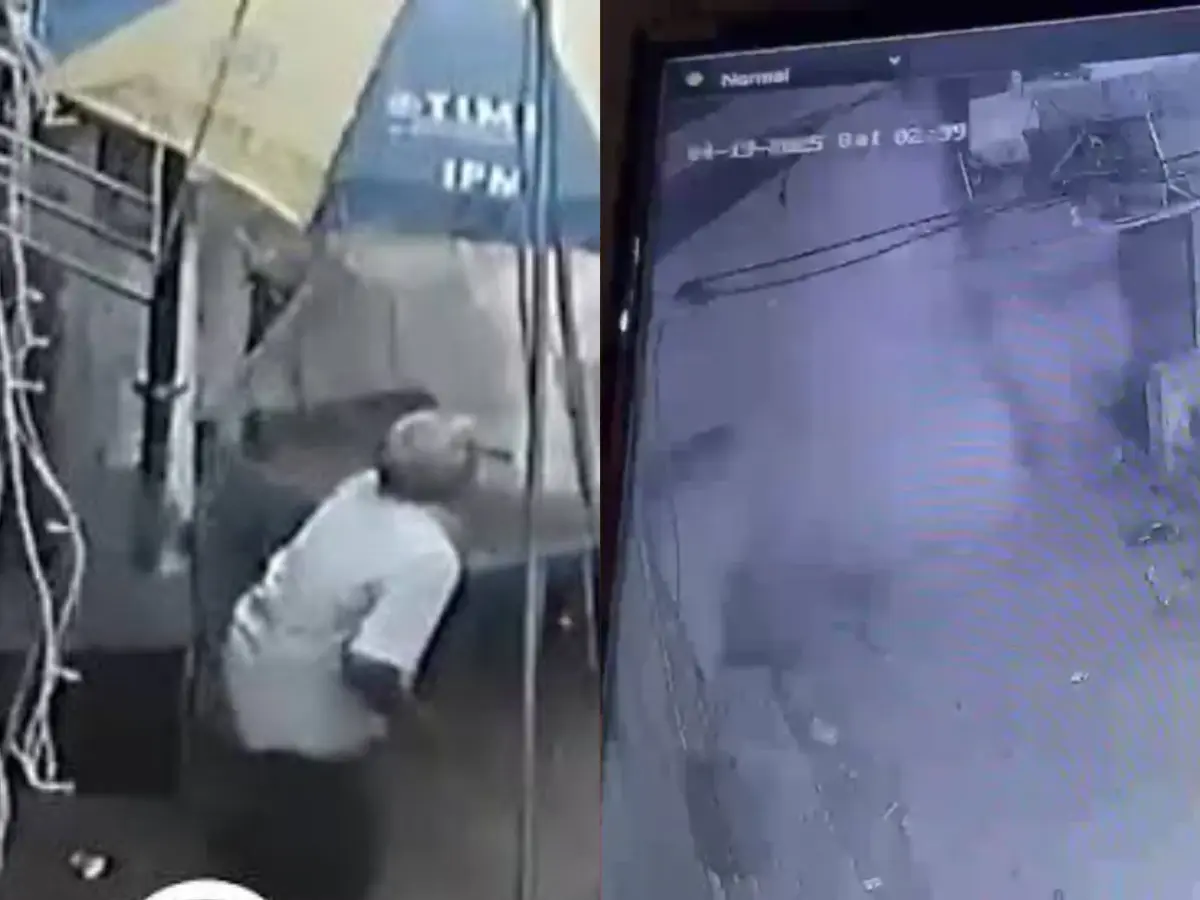 CCTV captures Delhi building collapse: Old man narrowly escapes | VIDEO