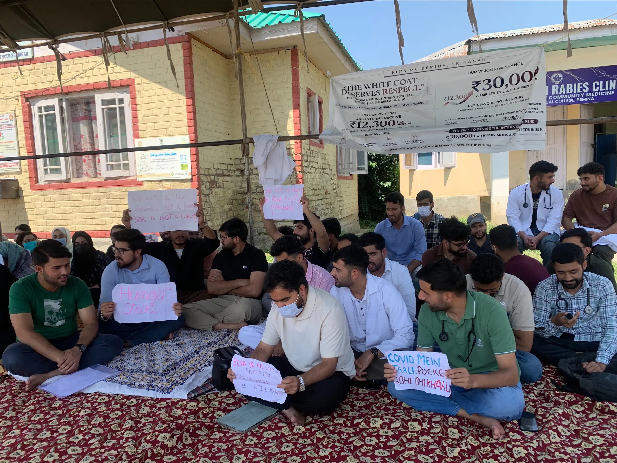 J&K intern doctors intensify stipend protest, begin hunger strike on eighth day