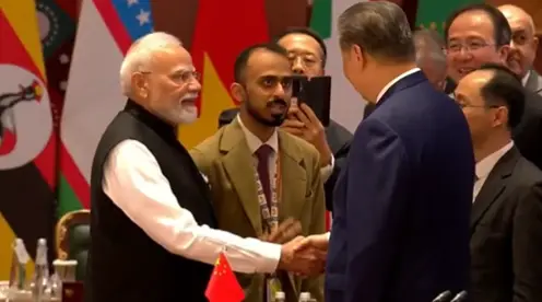 WATCH: PM Modi-Xi Jinping handshake goes viral as warm BRICS exchange highlights India-China thaw
