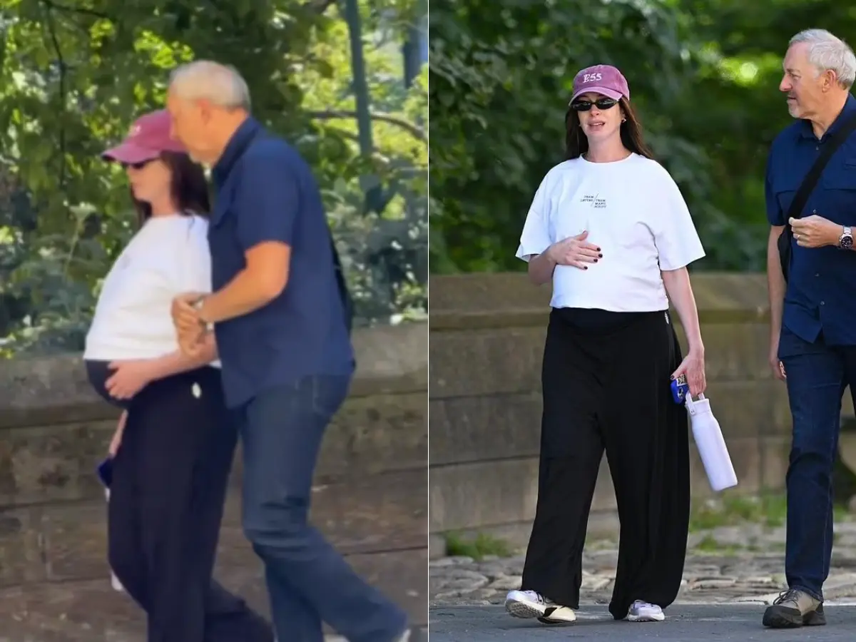 Pregnant Anne Hathaway spotted enjoying a morning walk in New York’s Central Park