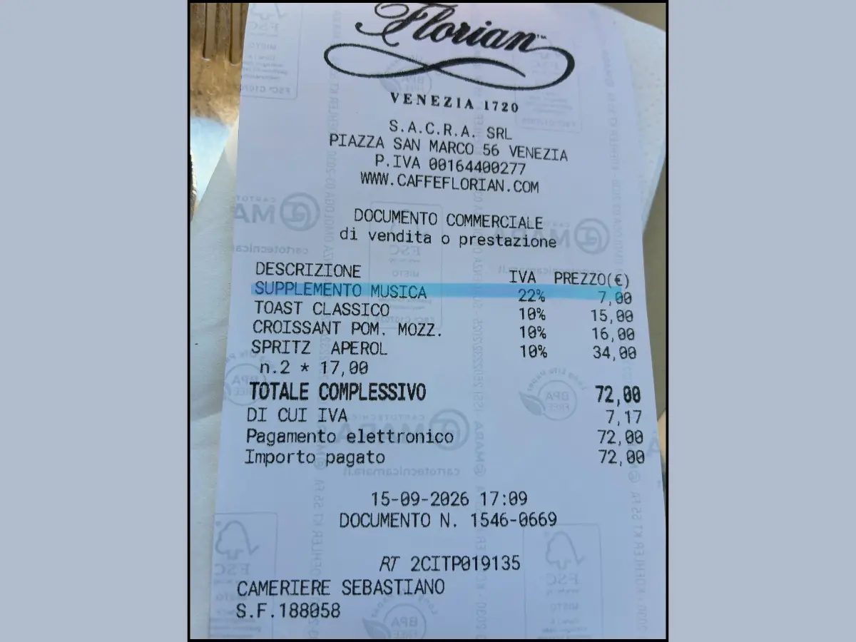 Venice cafe charges woman Rs 800 for background music - 'I had to laugh' Venice cafe charges woman Rs 800 for background music - 'I had to laugh'