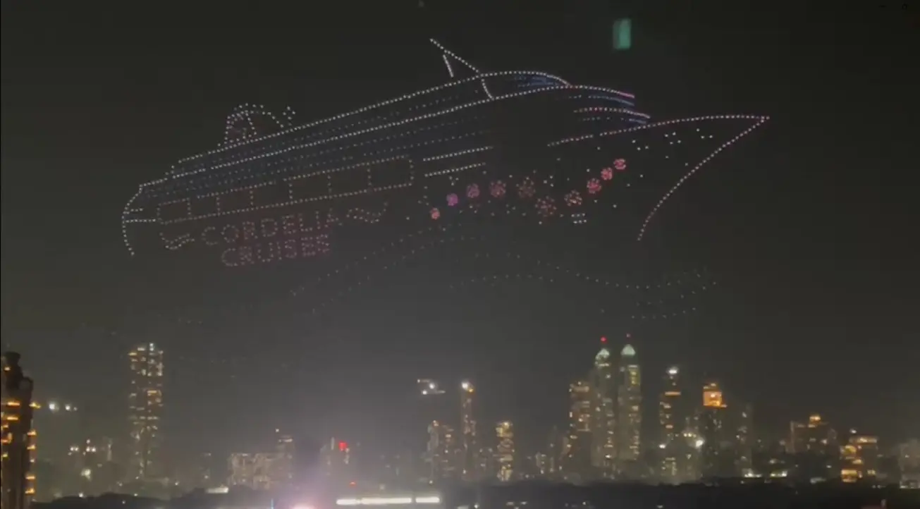 1,500 drones illuminate Mumbai sky as Cordelia Cruises unveils second ship, Cordelia Sky