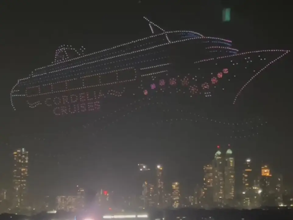 1,500 drones illuminate Mumbai sky as Cordelia Cruises unveils second ship, Cordelia Sky