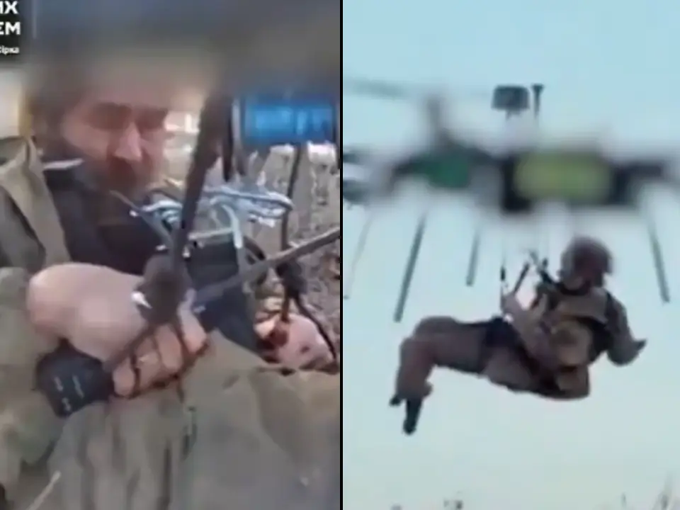 Ukrainian drone airlifts wounded soldier in what is likely a world first